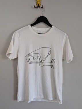 Rag & Bone White Graphic Tee, Surveillane 'Who Watches The Watcher?' Mens Size S